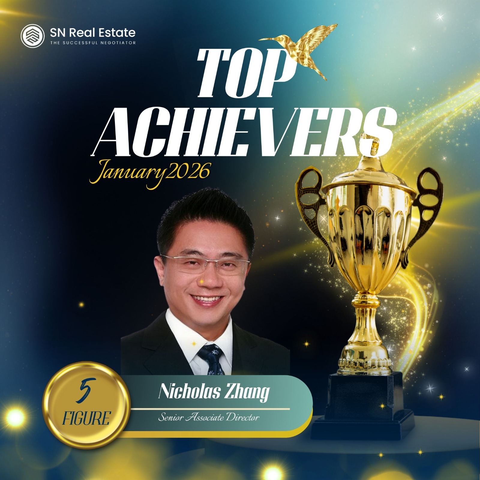 SN Real Estate Top Achievers January 2026, 5 Figure: Nicholas Zhang, Senior Associate Director